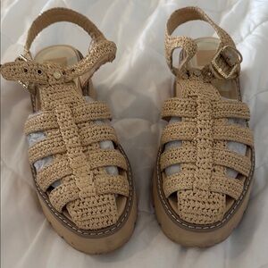 Dolce Vita Tan Woven Sandals with Buckle